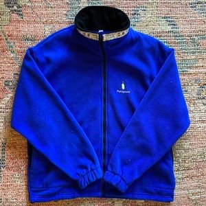 Vintage Patagonia Chilena Men's Blue Fleece Jacket W/Penguins Sz Lr